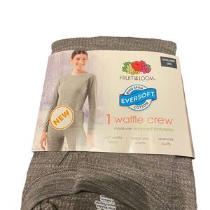 Fruit Of The Loom Women’s Thermal Shirt XXXL‎ 3X 22 Waffle Crew Gray NEW